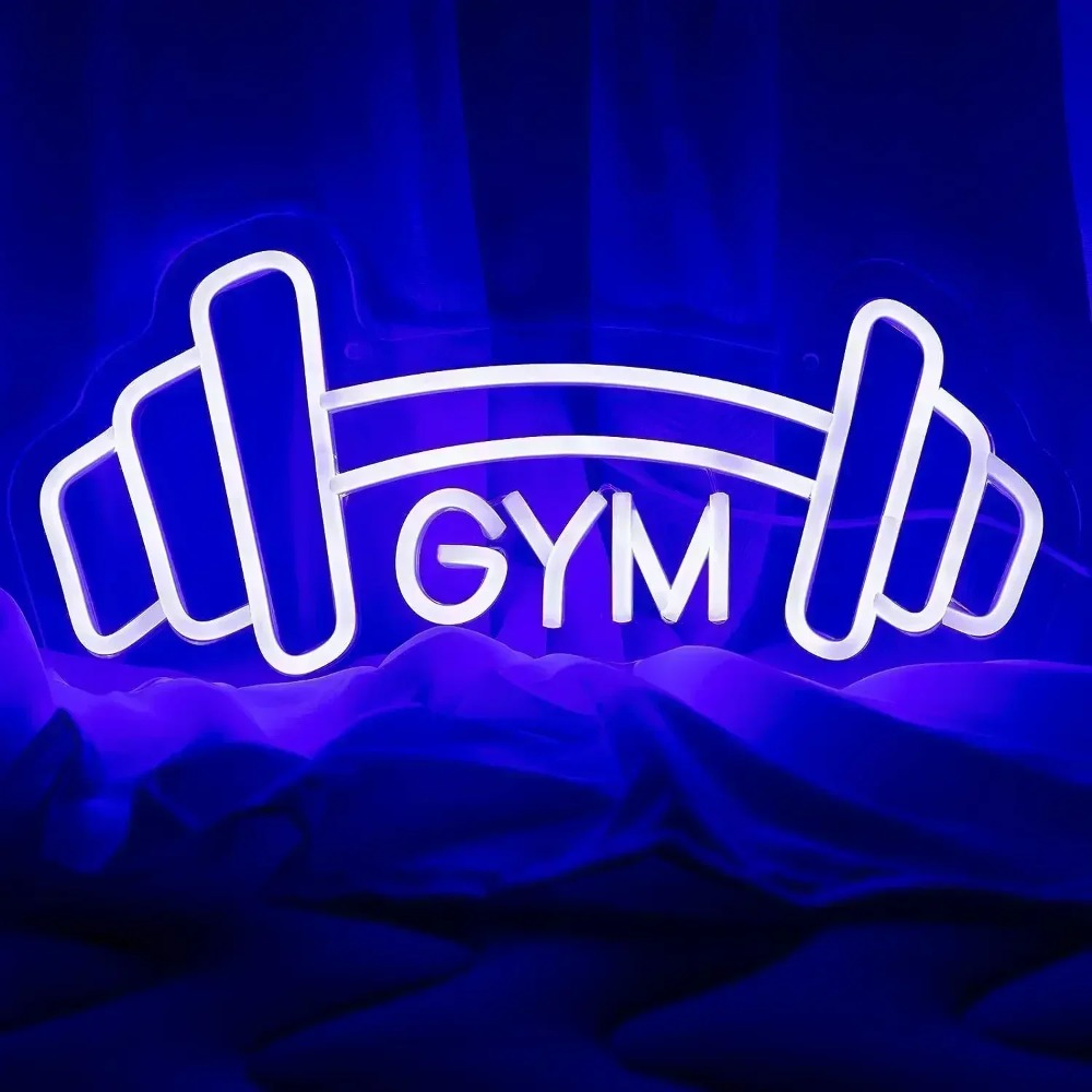 Home Gym Neon Sign - Неоновая вывеска в форме штанги для