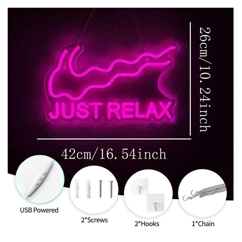 Неоновая вывеска «Just Relax»  – обзор и цена Home Gym Neon Sign