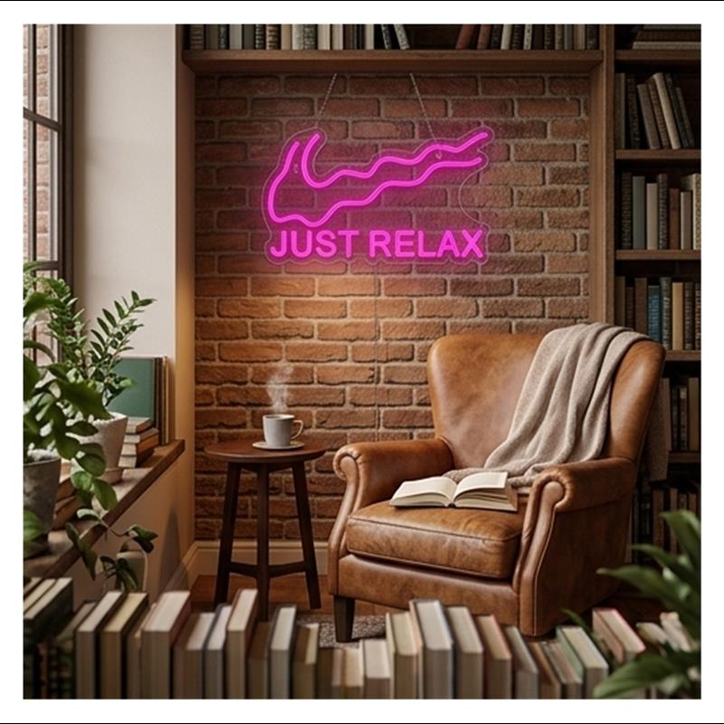 Неоновая вывеска «Just Relax»  – обзор и цена Home Gym Neon Sign